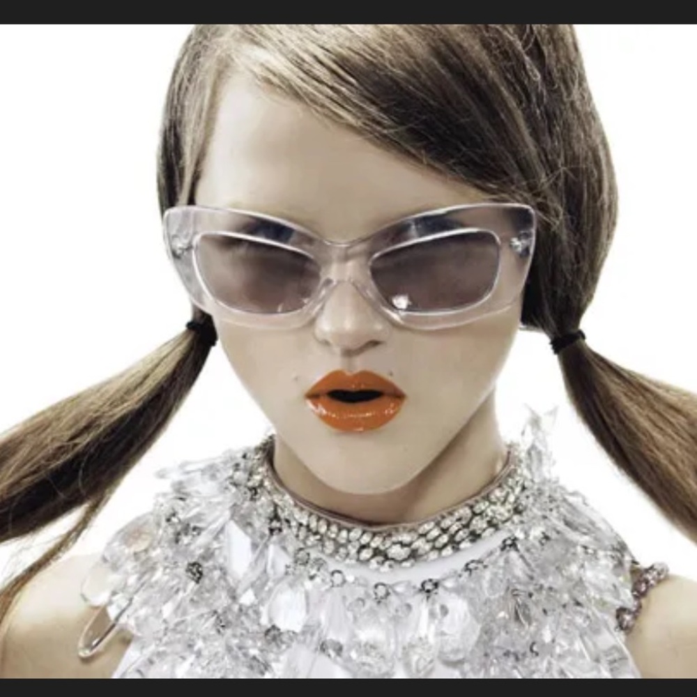 Prada Clear and Gray Cat-Eye Sunglasses